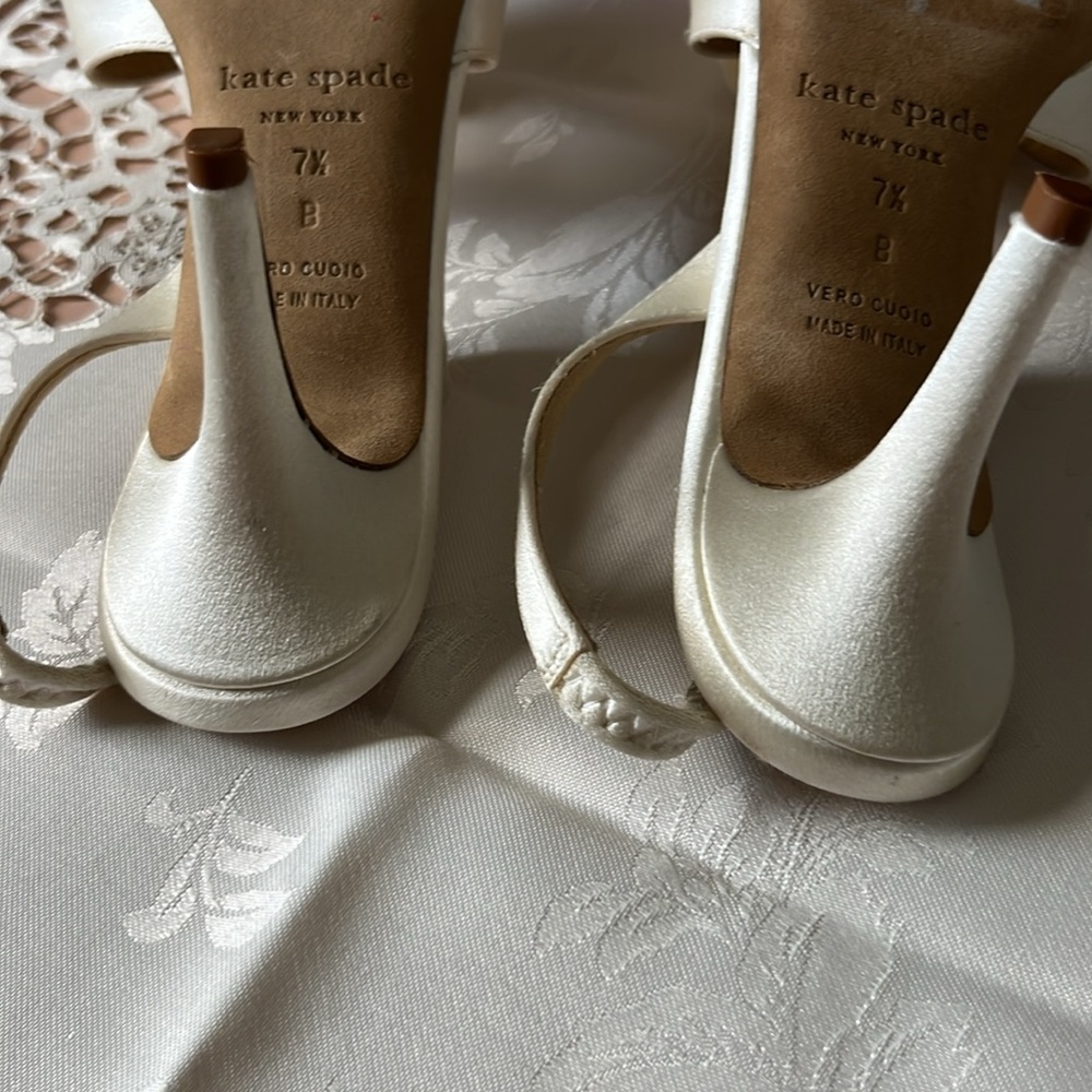 kate spade Ivory Satin Knot Slingback Heels - Picture 5 of 5